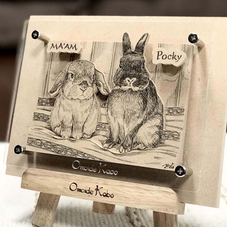 オーダーメイド【木アート画】ペットS（額を含む）～手描き＆立体＆木製アート♪ 似顔絵・ペット画で贈り物、お祝い、記念に♪