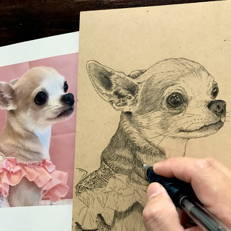 オーダーメイド【木アート画】ペットミニサイズ（複数頭）～手描き＆立体＆木製アートのペット画♪贈り物、お祝い、記念に！