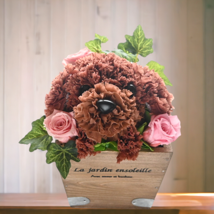 フラワーペット【トイプードル】プリザーブドフラワー 犬 花 フラワーアレンジ ペット