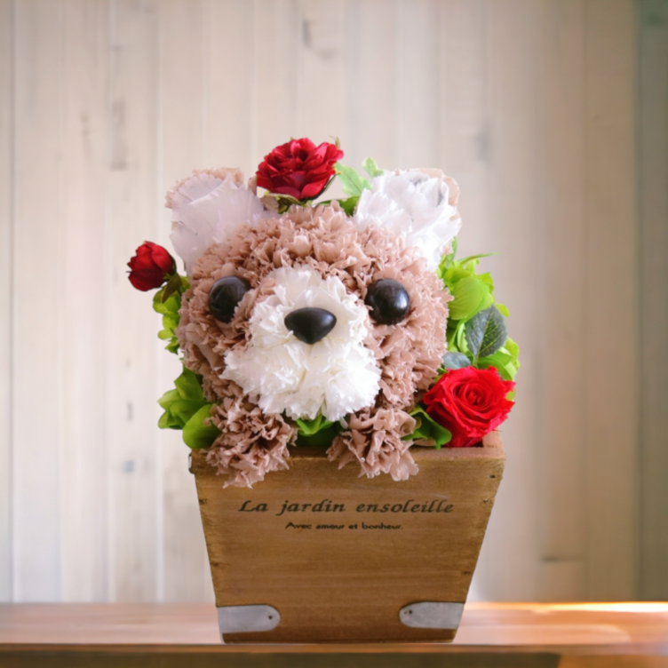 フラワーペット【チワワ】プリザーブドフラワー　犬　フラワーアレンジ　花