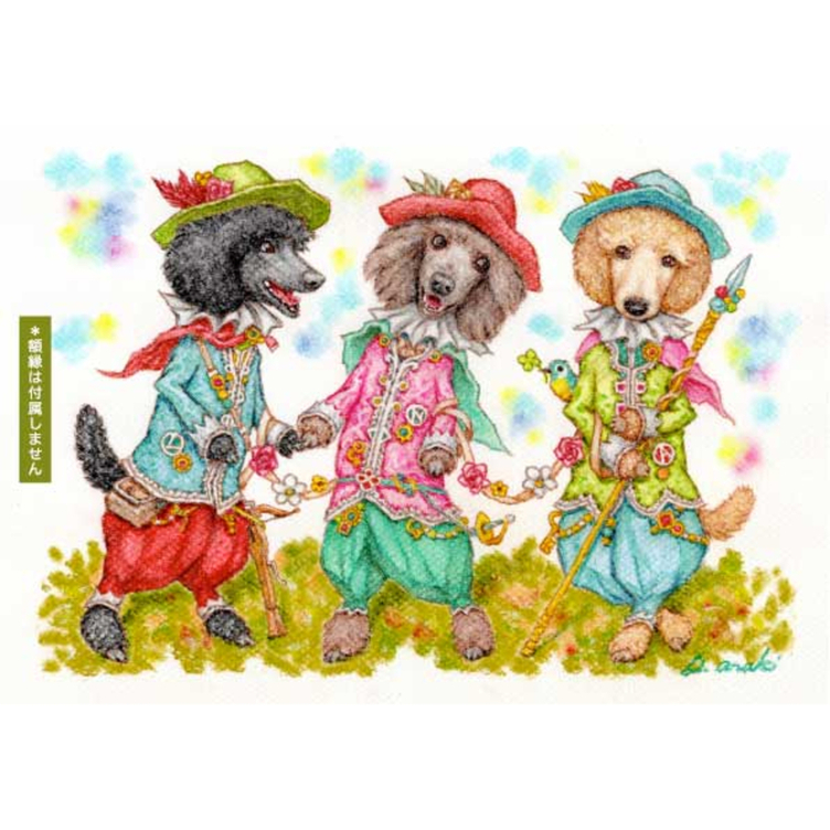 ペットの肖像画『A4サイズ（３匹）』制作【額縁なし】 | TanoMake