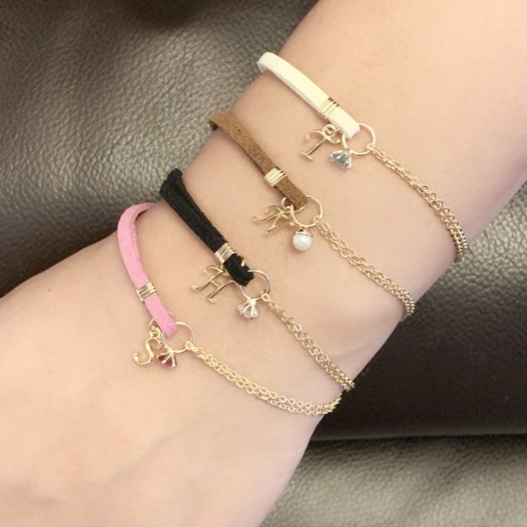 誕生石 イニシャルスエード チェーンブレスレット Tanomake タノメイク 欲しいものが頼めるオーダーメイド特化型オンラインマーケット