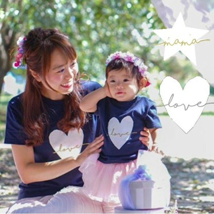 ネイビー☆名入れＴshirt☆星＆ハート★赤ちゃん～大人サイズまで展開！ゴールド・シルバー★