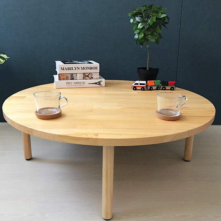 送料無料】 ローテーブル 丸形 90cm パイン ナチュラル ねじ込み脚